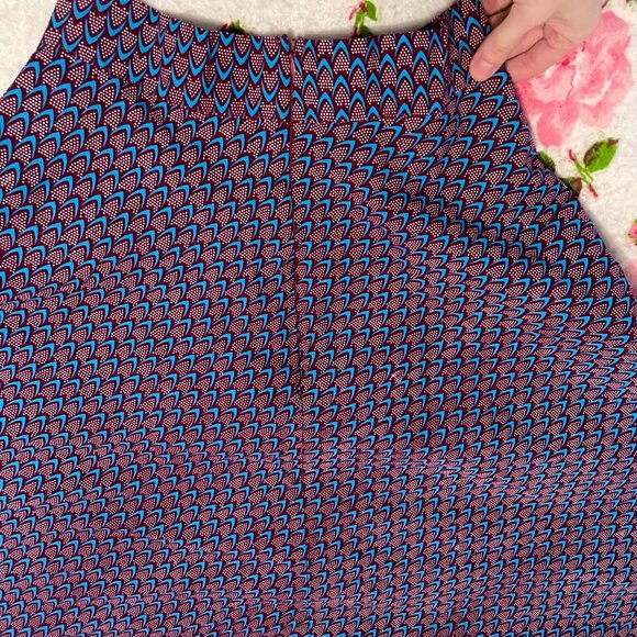 1980s handmade blue and purple print circle skirt with pockets! - Picture 13 of 14